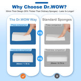 Dr.Wow 50-Pack Extra-Thick Melamine Sponges 3.94" 2.76" 1.18" Durable Kitchen & Bathroom Cleaning Pads Powerful, Non-Scratch, Water-Activated Magic