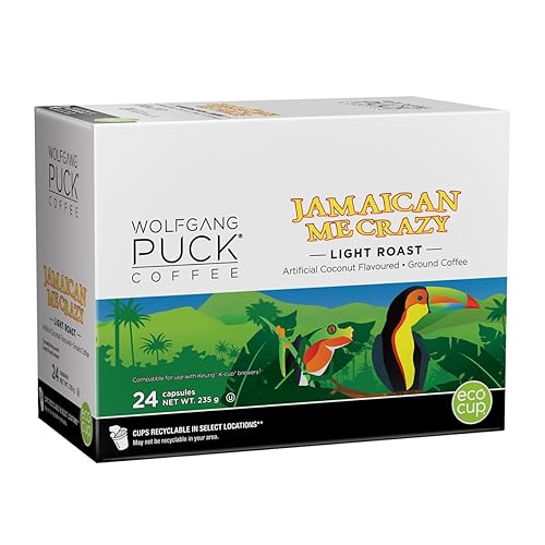 Wolfgang Puck Coffee Jamaican Me Crazy Flavored Coffee Single Serve Cups for Keurig, 24 Count (060731740002)