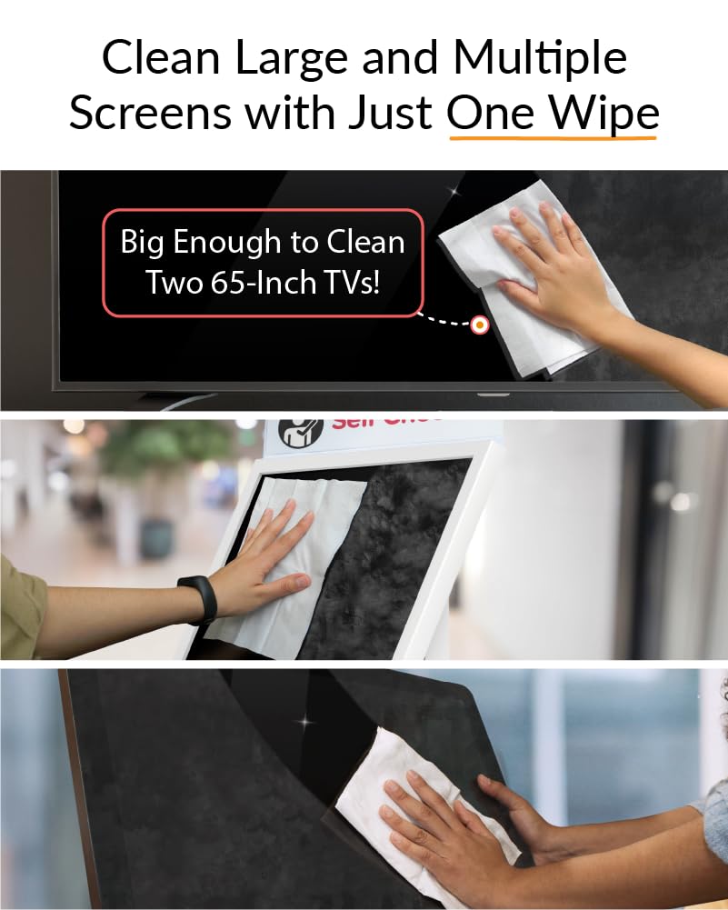 iCloth 70% Isopropyl Alcohol XL Screen and Electronics Wipes, Lint-Free, Streak-Free, Fast-Drying, Removes Dust and Fingerprints, 200 Wipes