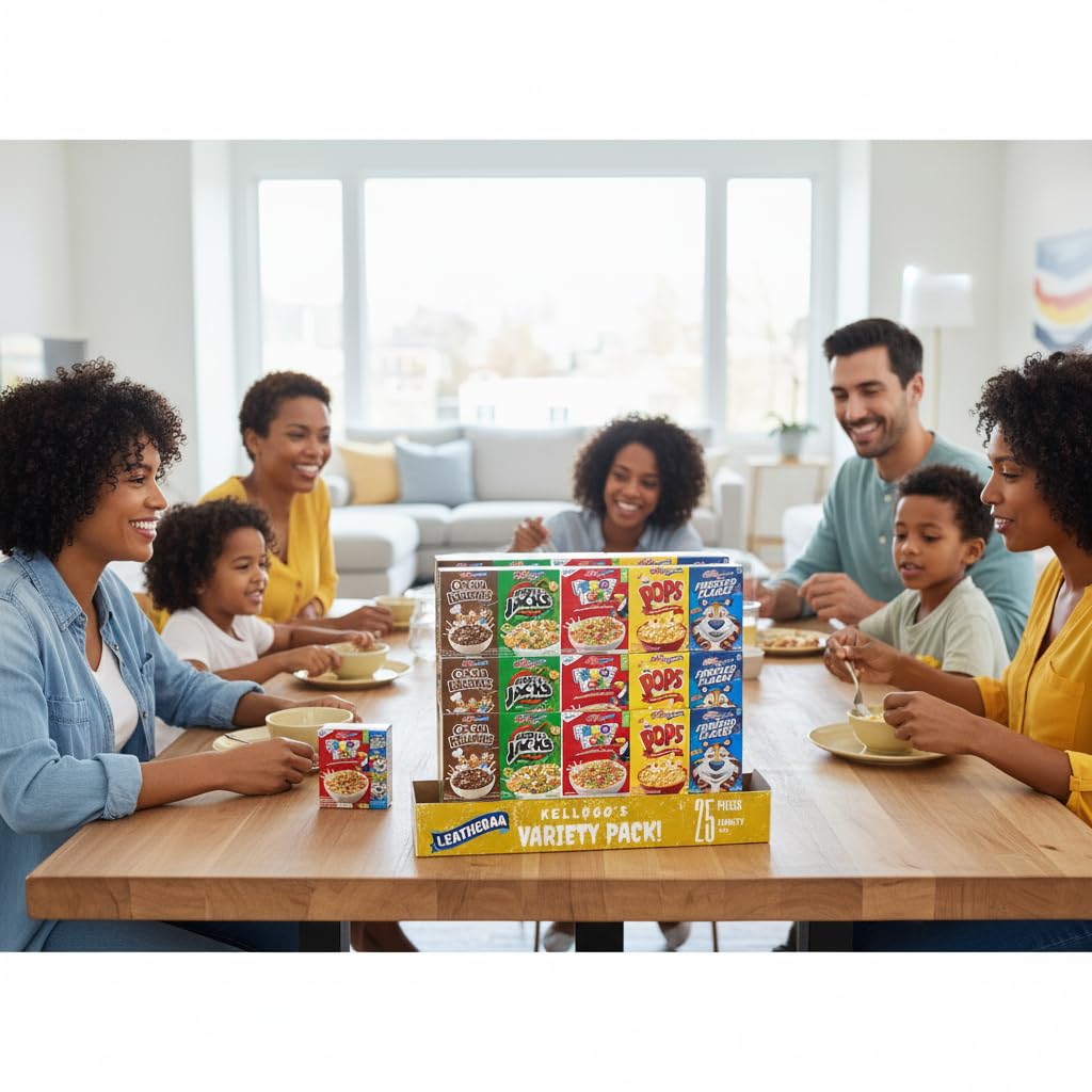 KeIIoggs Assorted Cereal Snack Size Variety Pack, Individual Breakfast Cereal Cups, Ready-to-Eat Breakfast Snacks, 25 Count