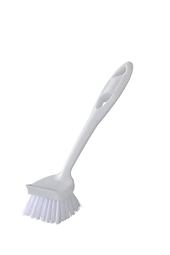 Quickie Dish Brush, Long Handle, White, Dish Scrub Brush for Cleaning, Pots/Pans/Kitchen