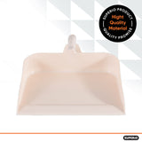 Superio Heavy Duty Plastic Step-on Dustpan with Comfort Grip Handle White, Durable, Lightweight Multi Surface Dust Pan Easy Broom Sweeping, 10-inch