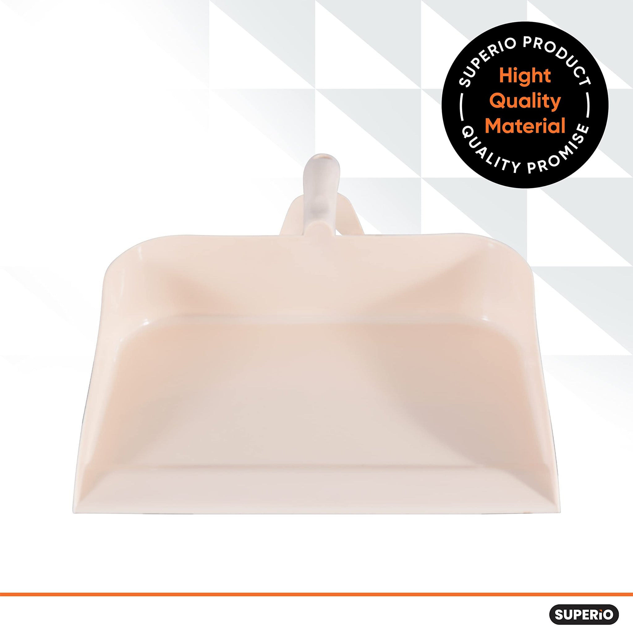 Superio Heavy Duty Plastic Step-on Dustpan with Comfort Grip Handle White, Durable, Lightweight Multi Surface Dust Pan Easy Broom Sweeping, 10-inch