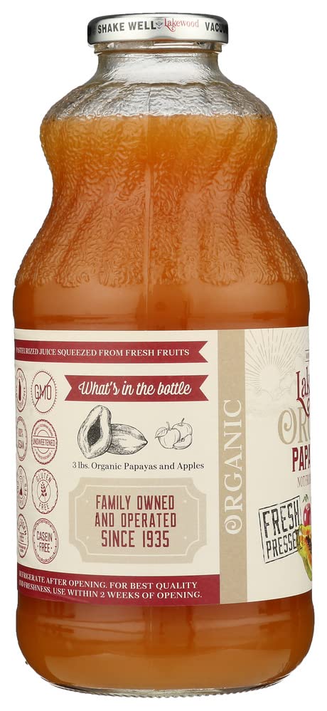 Lakewood Organic Papaya Juice, 32-Ounce Bottles (Pack of 6)