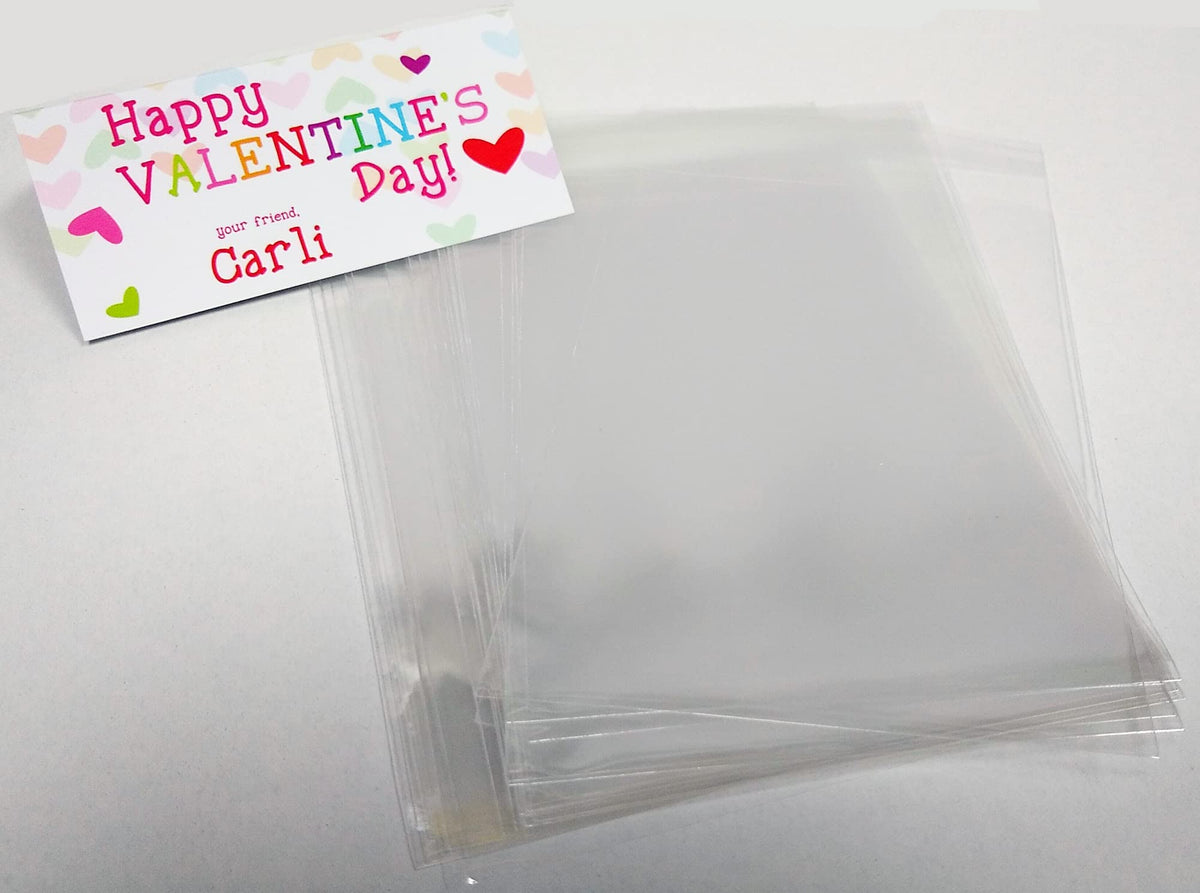 Script and Scribble Lined Hearts Valentine Candy Bag Toppers | Valentine's Day Gift | 20 per set | Party Favors | Classroom Valentine | Valentine