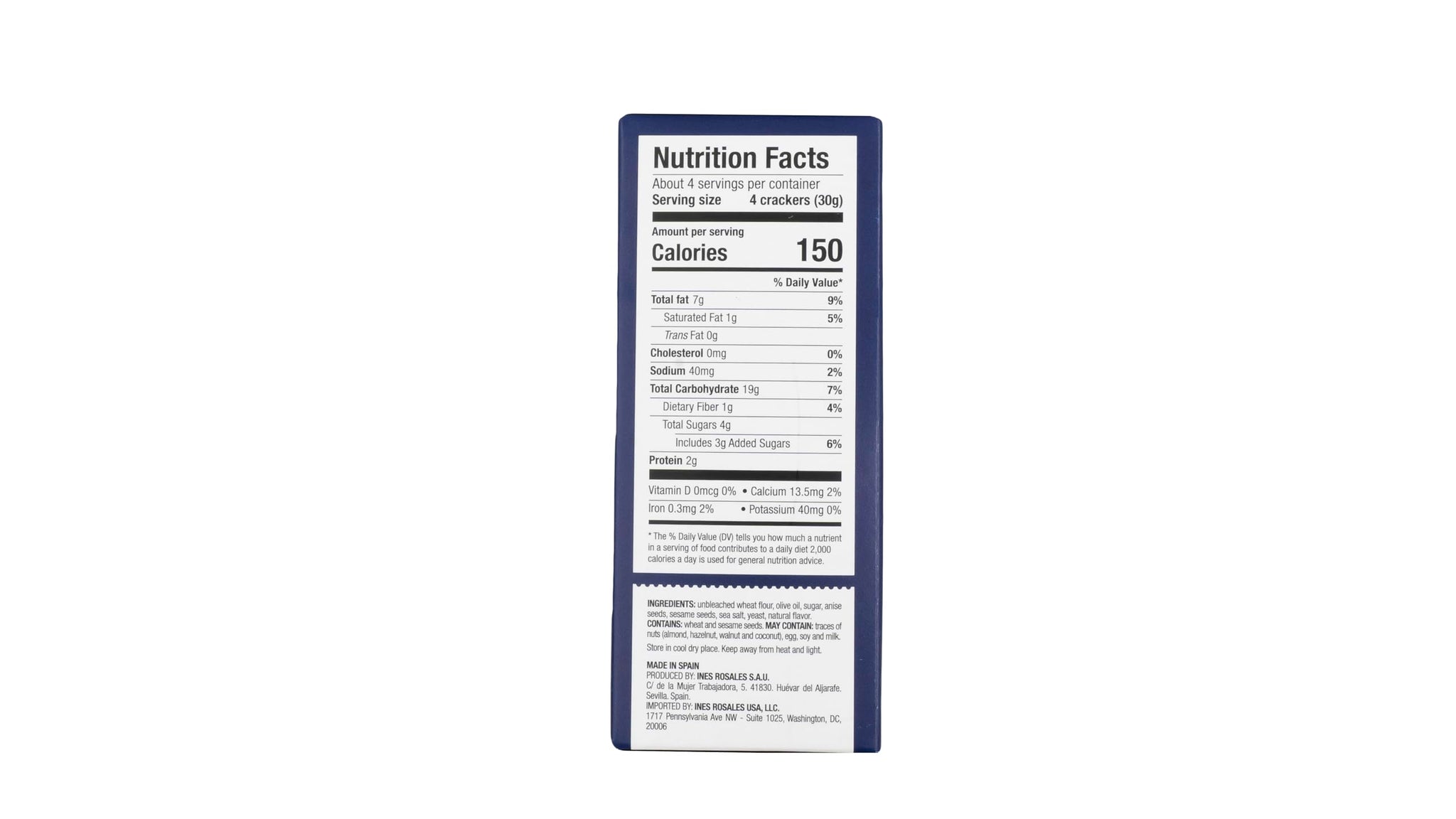 Ines Rosales Original Olive Oil Crackers 4.44 Oz