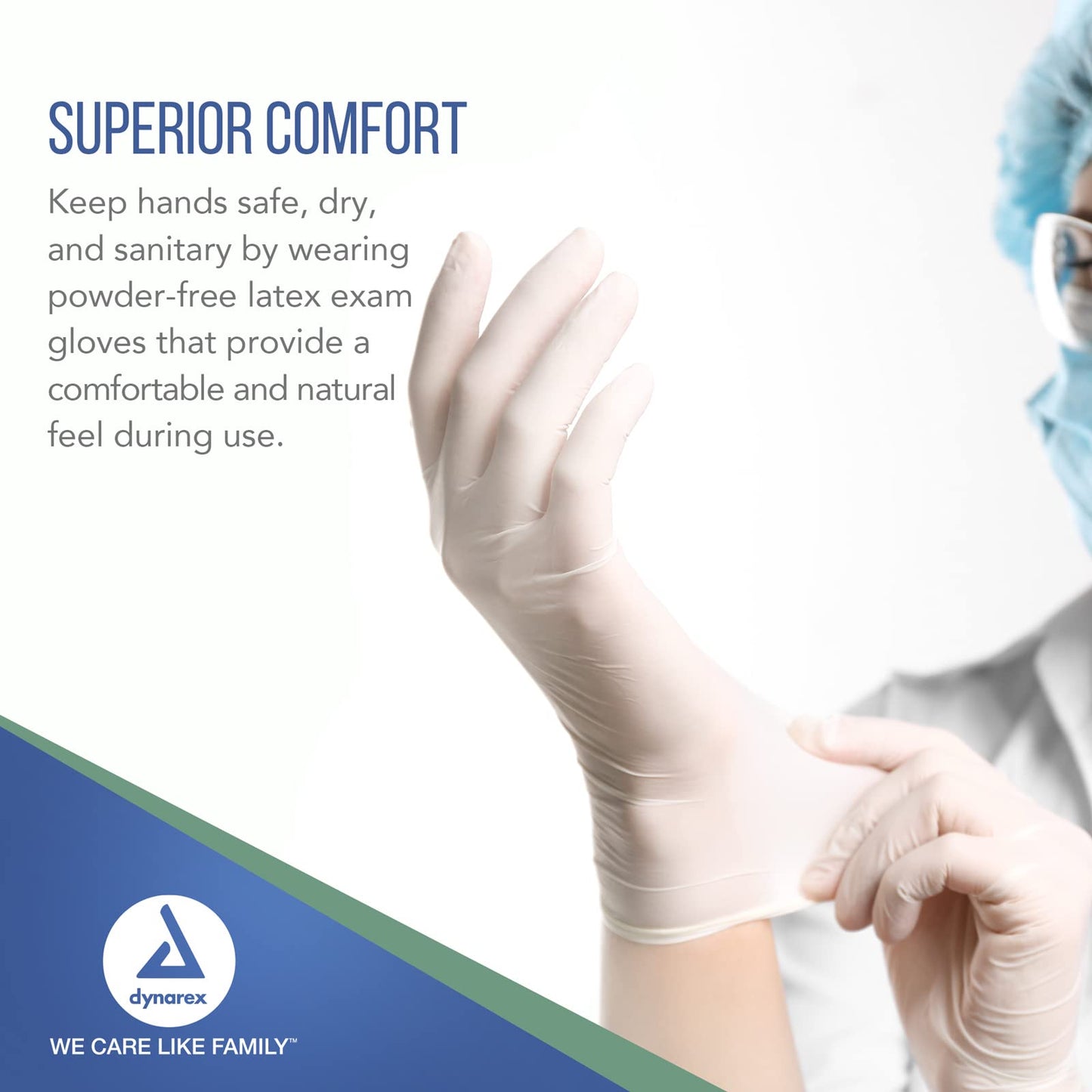 Dynarex AccuTouch Disposable Latex Exam Gloves, Powder-Free, For Sensitive Hands with Textured Palms, Bisque, Extra-Small, 1 Box of 100