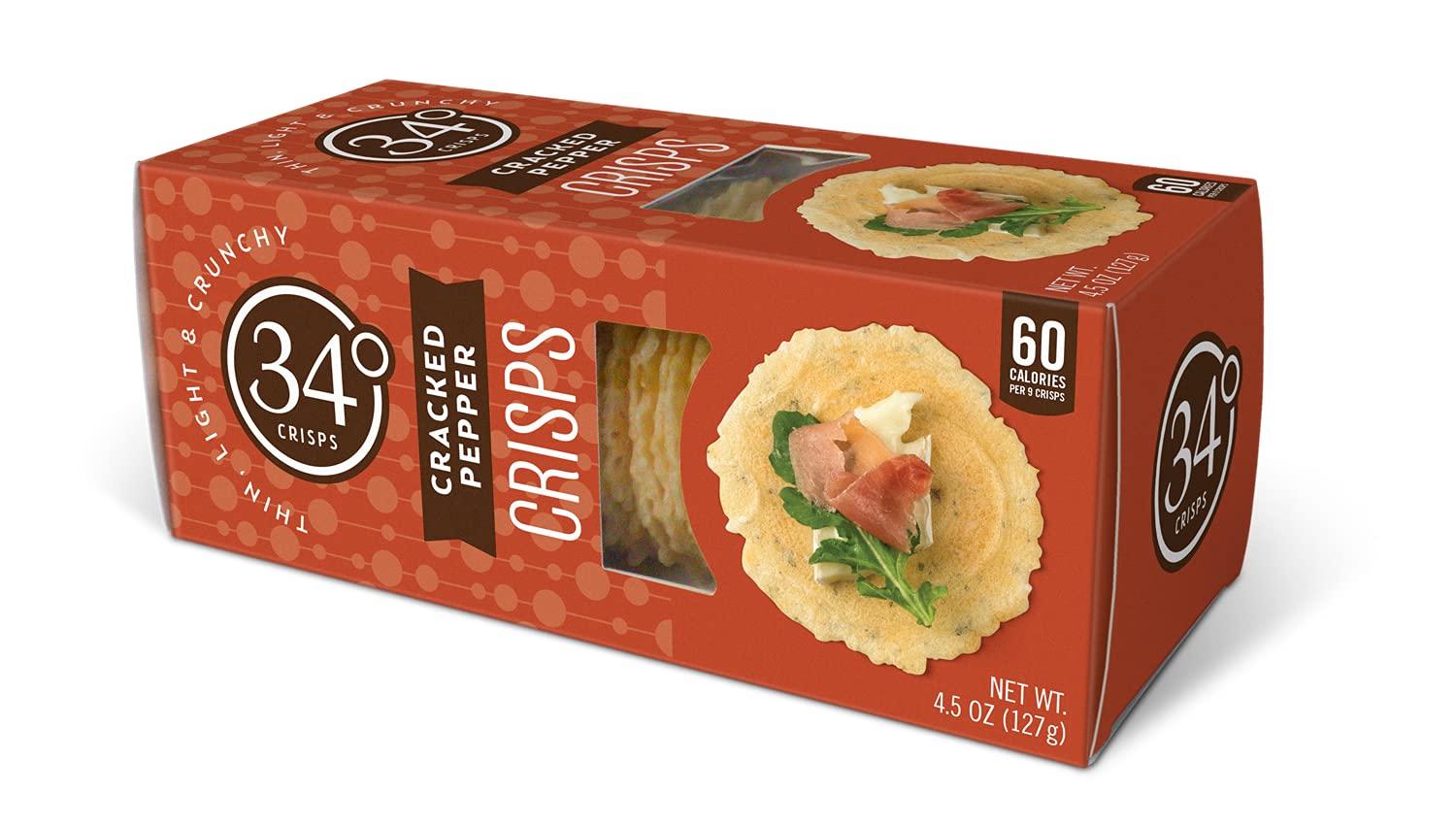 34 Degrees Crisps | Cracked Pepper Crisps | Thin, Light & Crunchy Cracked Pepper Crisps, 3 Pack (4.5oz each)