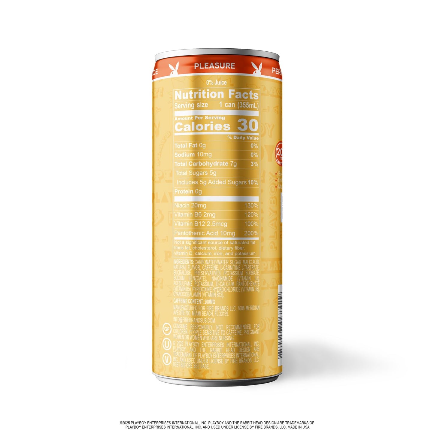 PLAYBOY Energy Drink - Tropic Passion (Pineapple) - 12 Pack of 12oz Cans | Performance + Pleasure Energy | NextGen Lifestyle Drink