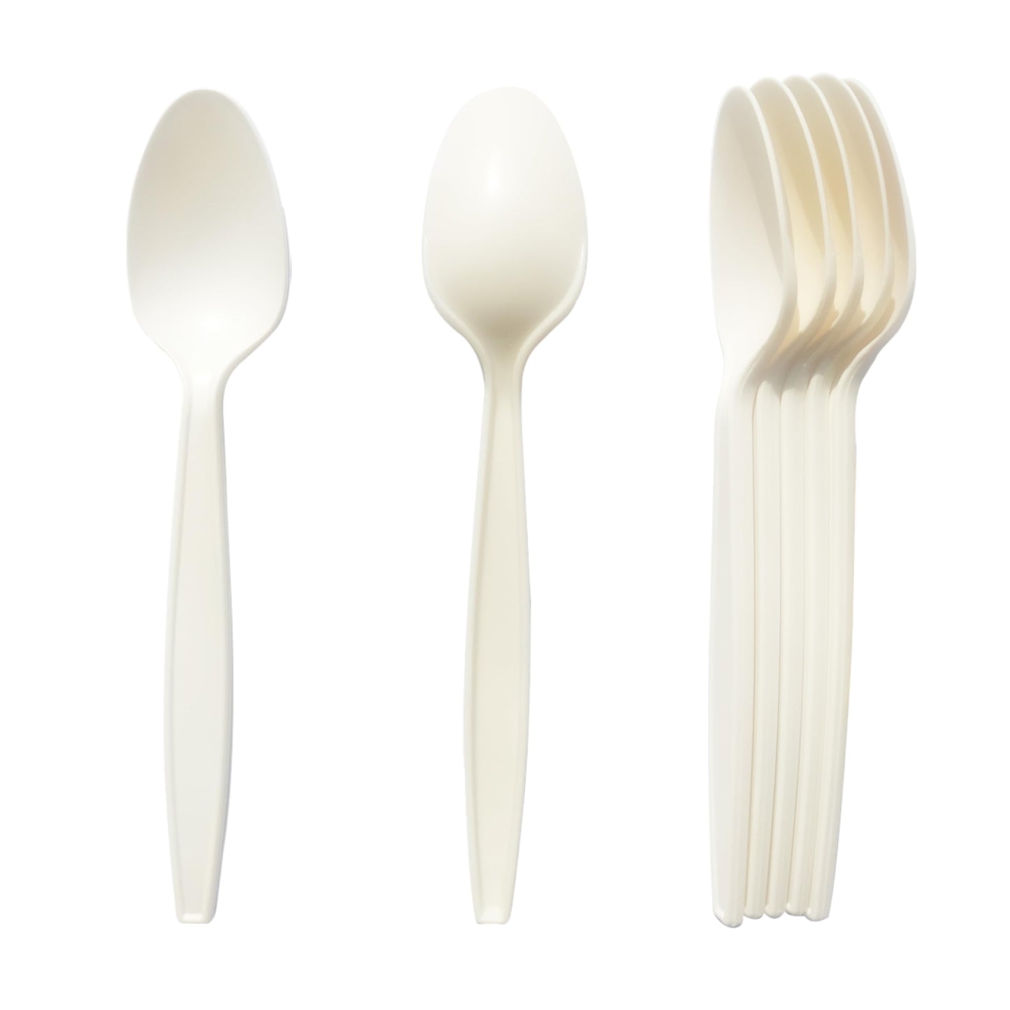 Eco-Friendly 100 Pack Cornstarch 6.5" Disposable Spoons, Durable and Heat Resistant, Alternative to Plastic Spoons, Ivory Heavy Duty Spoons for Party