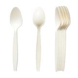 Eco-Friendly 100 Pack Cornstarch 6.5" Disposable Spoons, Durable and Heat Resistant, Alternative to Plastic Spoons, Ivory Heavy Duty Spoons for Party