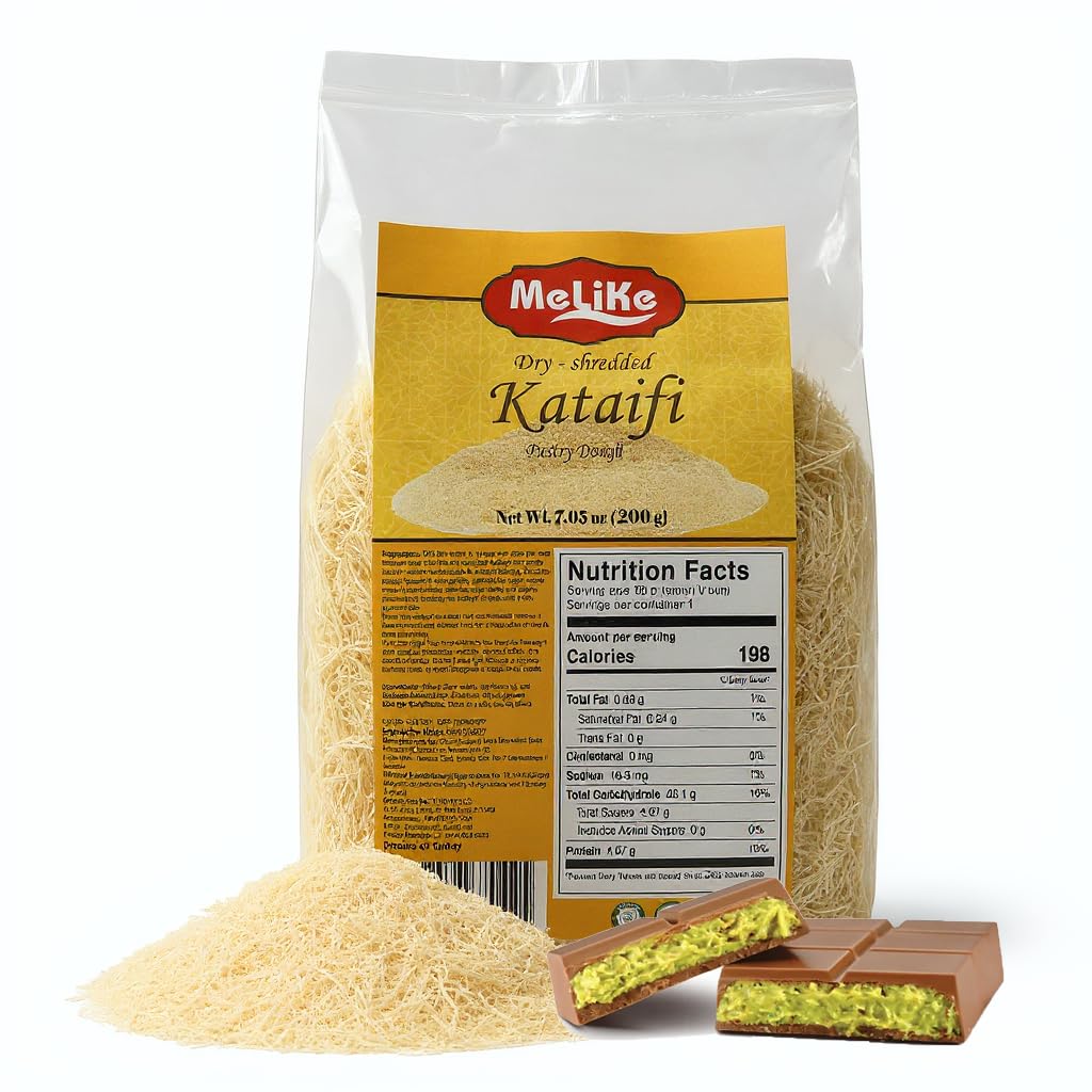 MELIKE Dried & Chopped Kataifi Shredded Fillo Dough 7oz (200g). dried Kadayif Pastry Dough, Ingredient for The Viral Dubai Chocolate Bar, Shredded