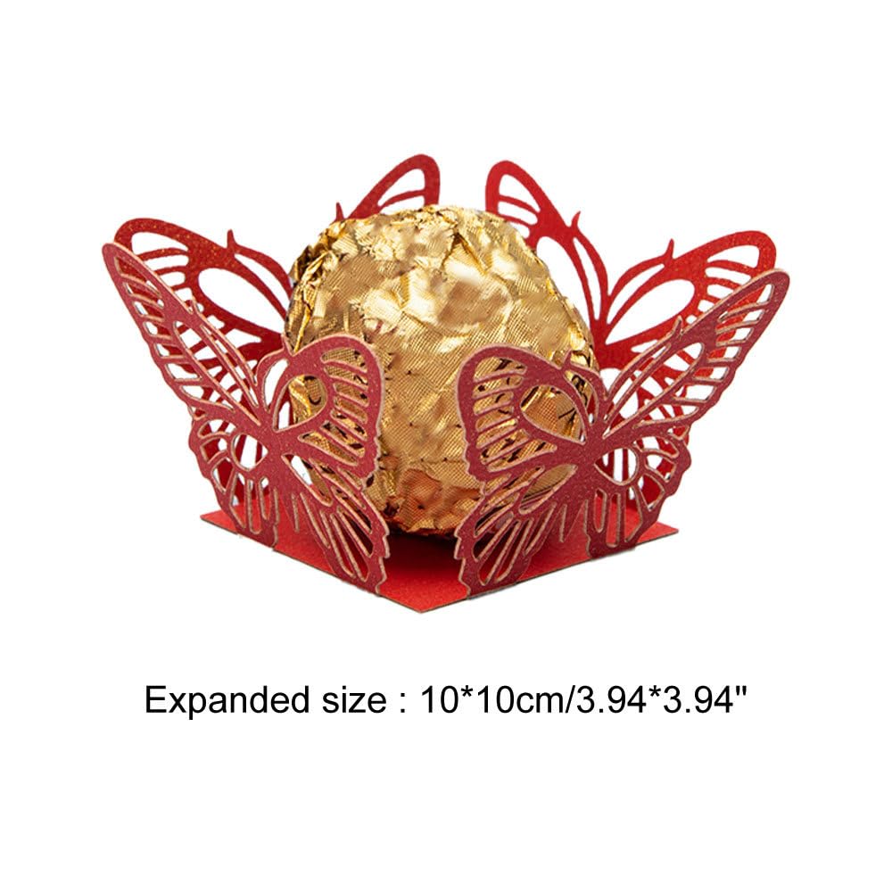 DONGKER Chocolate Truffle Wrappers Paper,50 PCS Butterfly Hollow Truffle Cup Dessert Liners for Wedding Party Supplies Chocolate Packaging Dessert