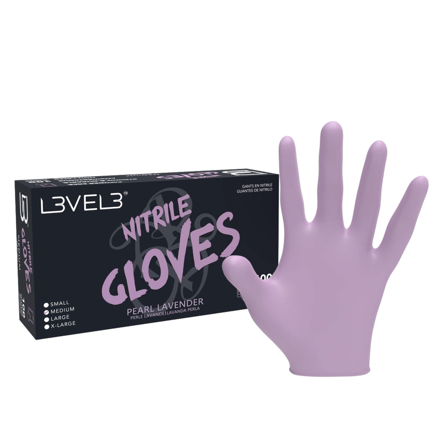L3 Level 3 Nitrile Gloves - Professional Nitrile Gloves - 100 Pack Pearl Lavender/Large