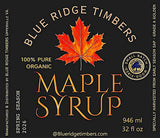BLUE RIDGE TIMBERS Pure Grade A Maple Syrup, 100% Natural, Organic USA Harvested from our trees to your kitchen table