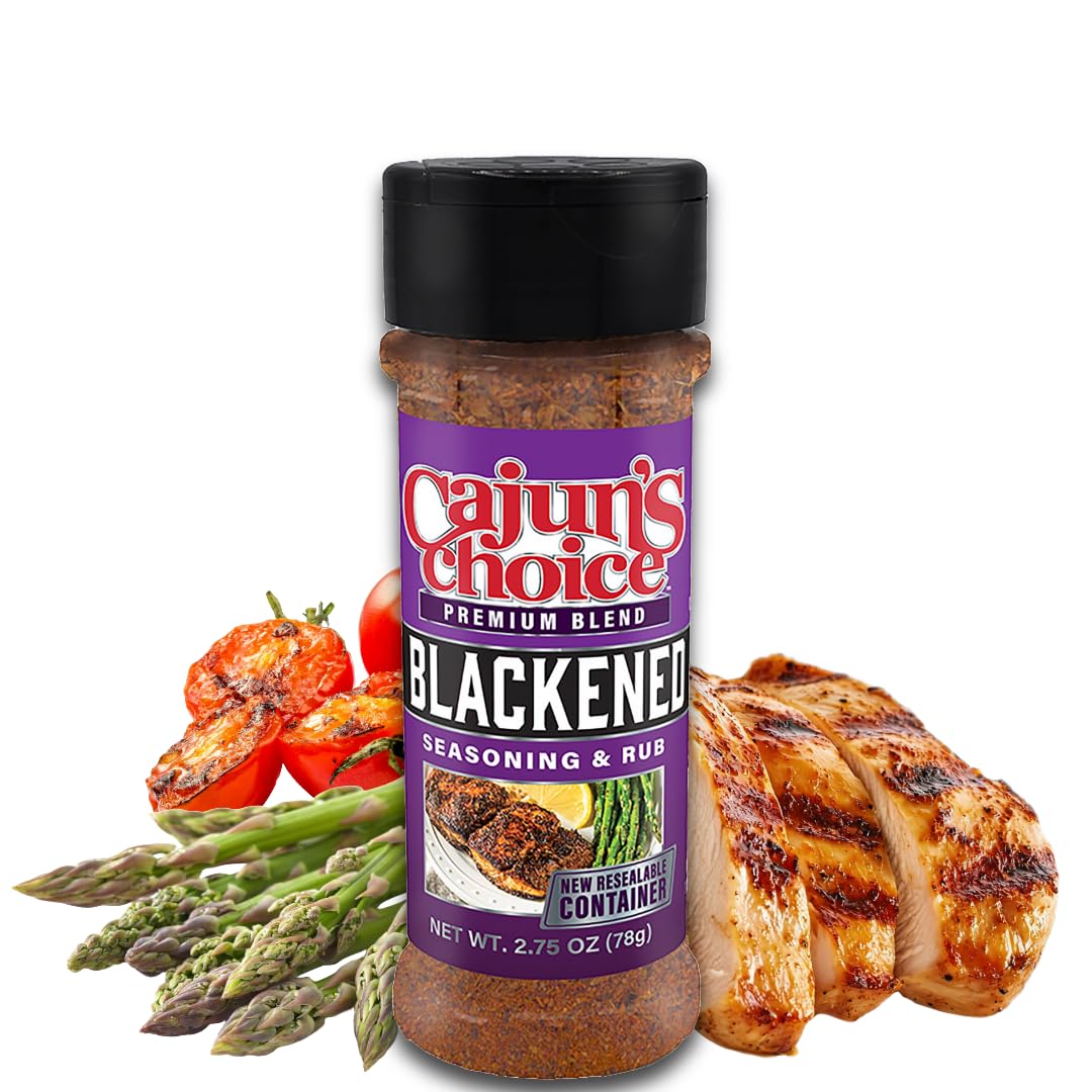 Cajun's Choice Blackened Seasoning - 2.75 oz Jar, All Natural, Low Salt, Gluten-Free - Authentic Louisiana Spice for Fish, Wings & BBQ