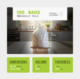Small Trash Bags - 16x14 Inches, 1 Mil Thick, 100 Count - Durable Leak-Proof Mini Garbage Bags, 5 Gallon Capacity