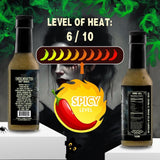 Hellfire Hot Sauce Vampira XXX Embalmination - Green Salsa Verde Gourmet Hot Sauce With Carolina Reaper Peppers, 5 oz.