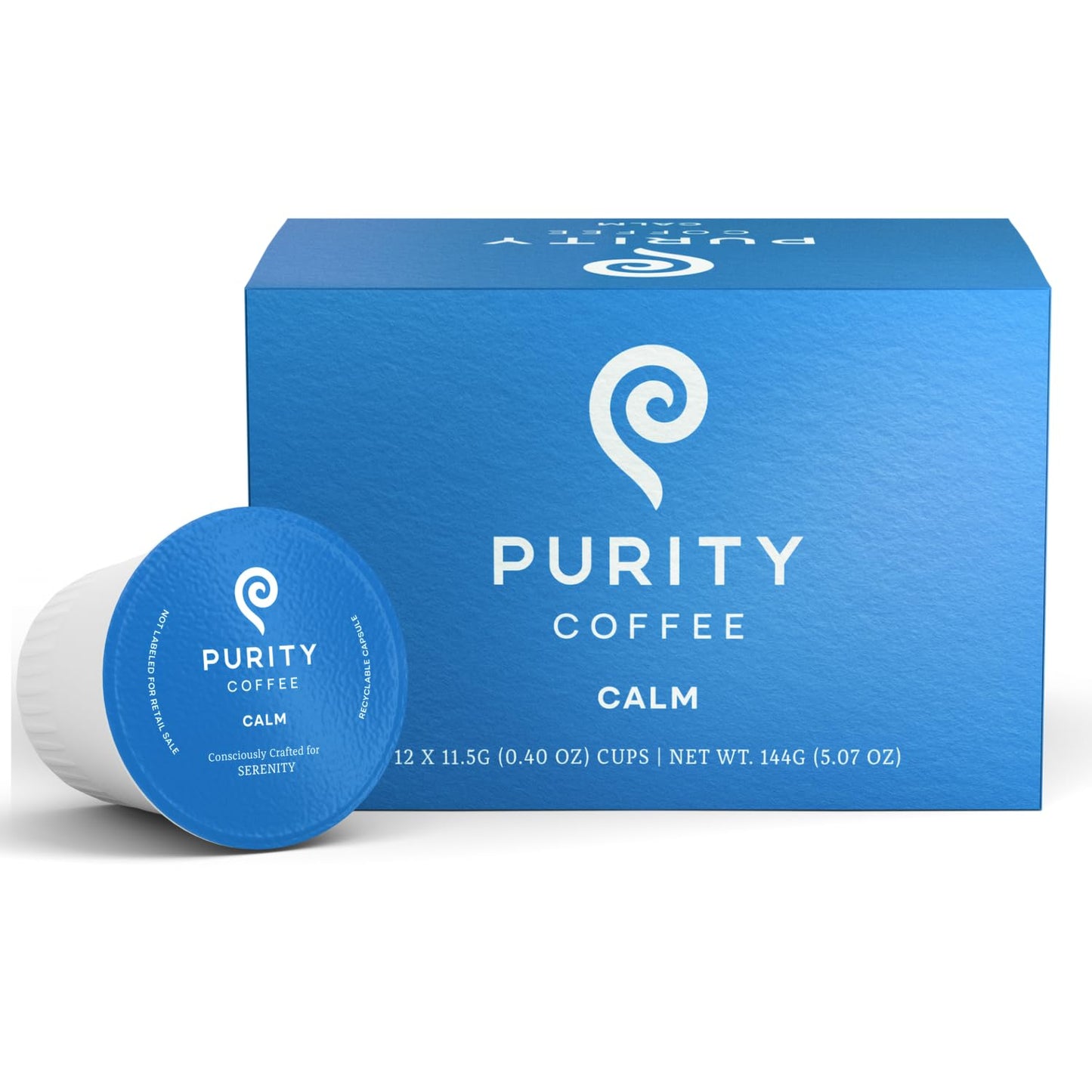 Purity Coffee CALM Decaf Medium Roast K Pod Capsules (12ct Box) | Specialty-Grade USDA Organic Mountain Water Process Decaffeinated Blend | Third