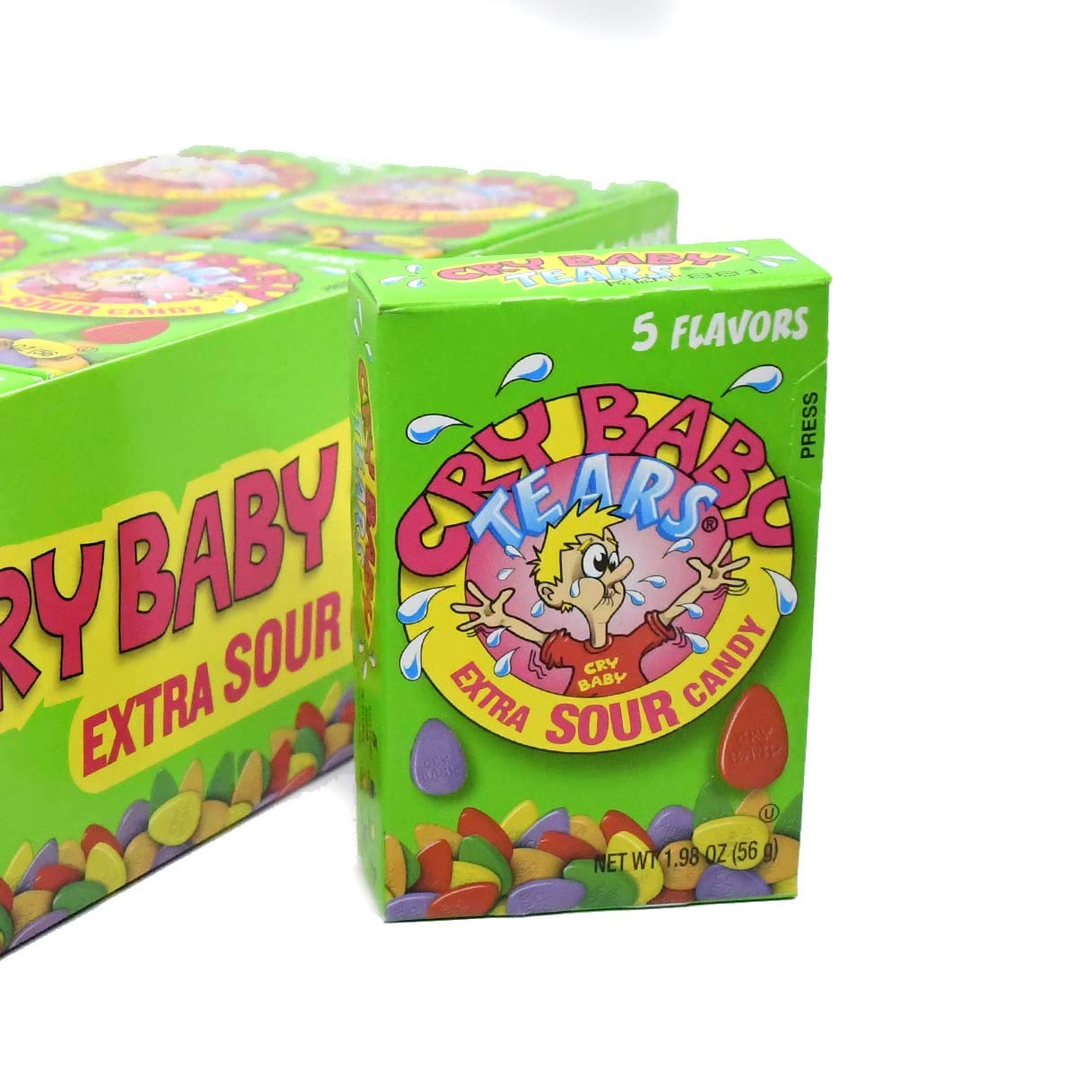 Cry Baby Tears Extra Sour Candy, Five Flavors, 1.98-Ounce Boxes (Pack of 24)