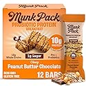 Munk Pack Peanut Butter Probiotic Protein Bars | 10g Plant Protein, 1g Sugar, 6g Fiber | Diabetic-Friendly Ideal Breakfast Bars - On-the-Go Snacks