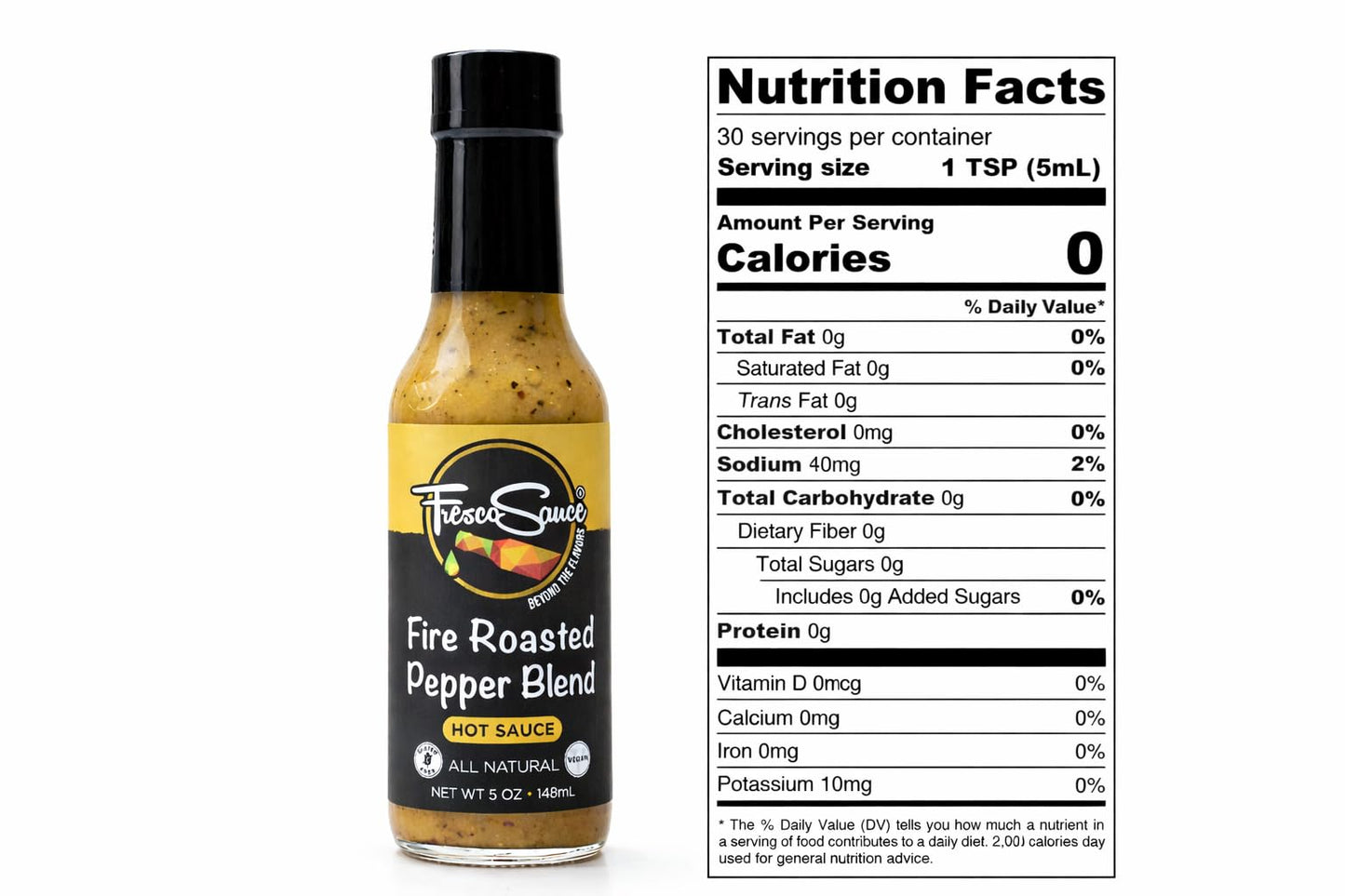Fresco Sauce - Two Pack Combo - Fire Roasted Pepper Blend - Chipotle & Habanero - Flavorful Hot Sauces - All Natural- Vegan - Gluten Free - 5 fl oz