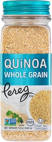 Pereg Whole Grain White Quinoa (12 oz) | Ancient Superfood Pre-Washed Quinoa Grains | Non-GMO, Vegan & Gluten-Free | Rice & Pasta Alternative | Rich in Protein, Fibre & Iron | Plant Protein