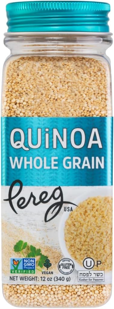 Pereg Whole Grain White Quinoa (12 oz) | Ancient Superfood Pre-Washed Quinoa Grains | Non-GMO, Vegan & Gluten-Free | Rice & Pasta Alternative | Rich in Protein, Fibre & Iron | Plant Protein