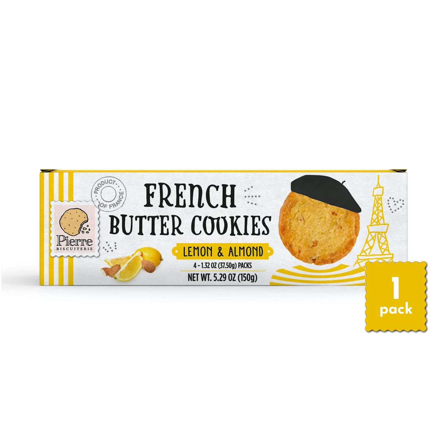 Pierre Biscuiterie French Butter Cookies with Lemon & Almond 5.29 Ounce Box (Pack of 1)