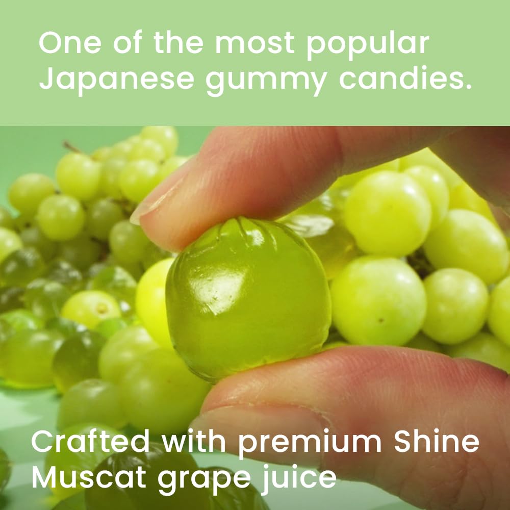 UHA CORORO (Shine Muscat Grape / 48g x 6) Japanese Gummy Candy, Gummies (Juicy and Squishy/real fruit juice) kororo