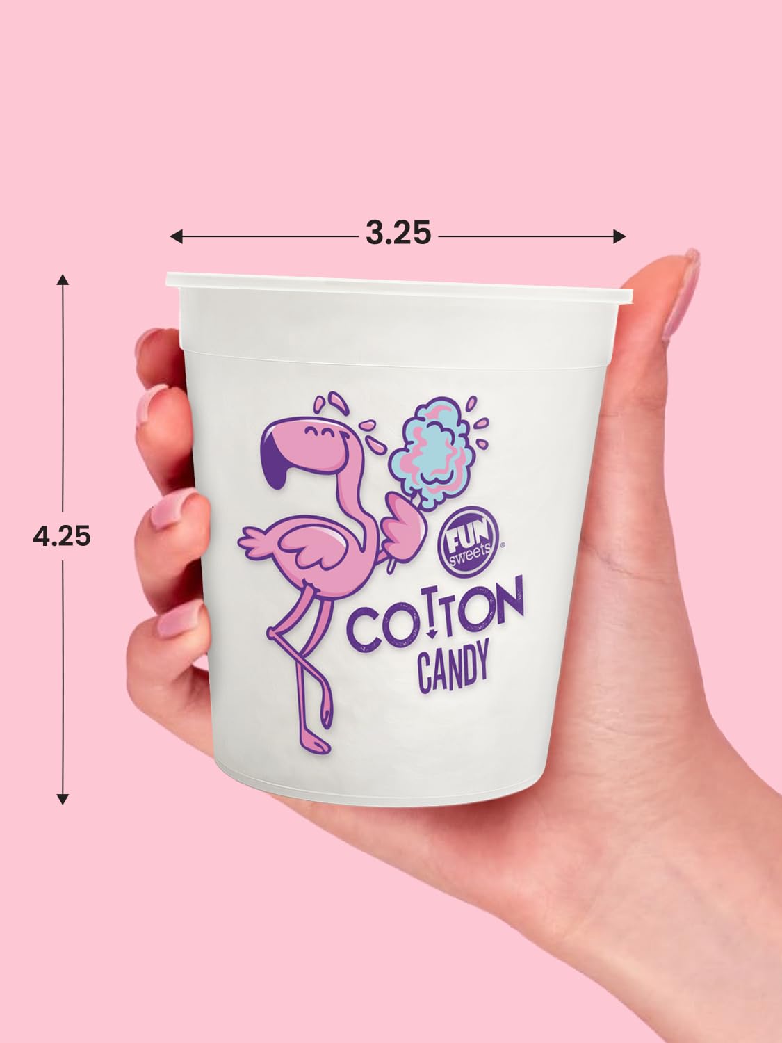 Fun Sweets Vanilla Cotton Candy 6-Pack - Dye Free White Cotton Candy in 1.5 oz Individual CottonCandy Tubs - White CottonCandy for Weddings