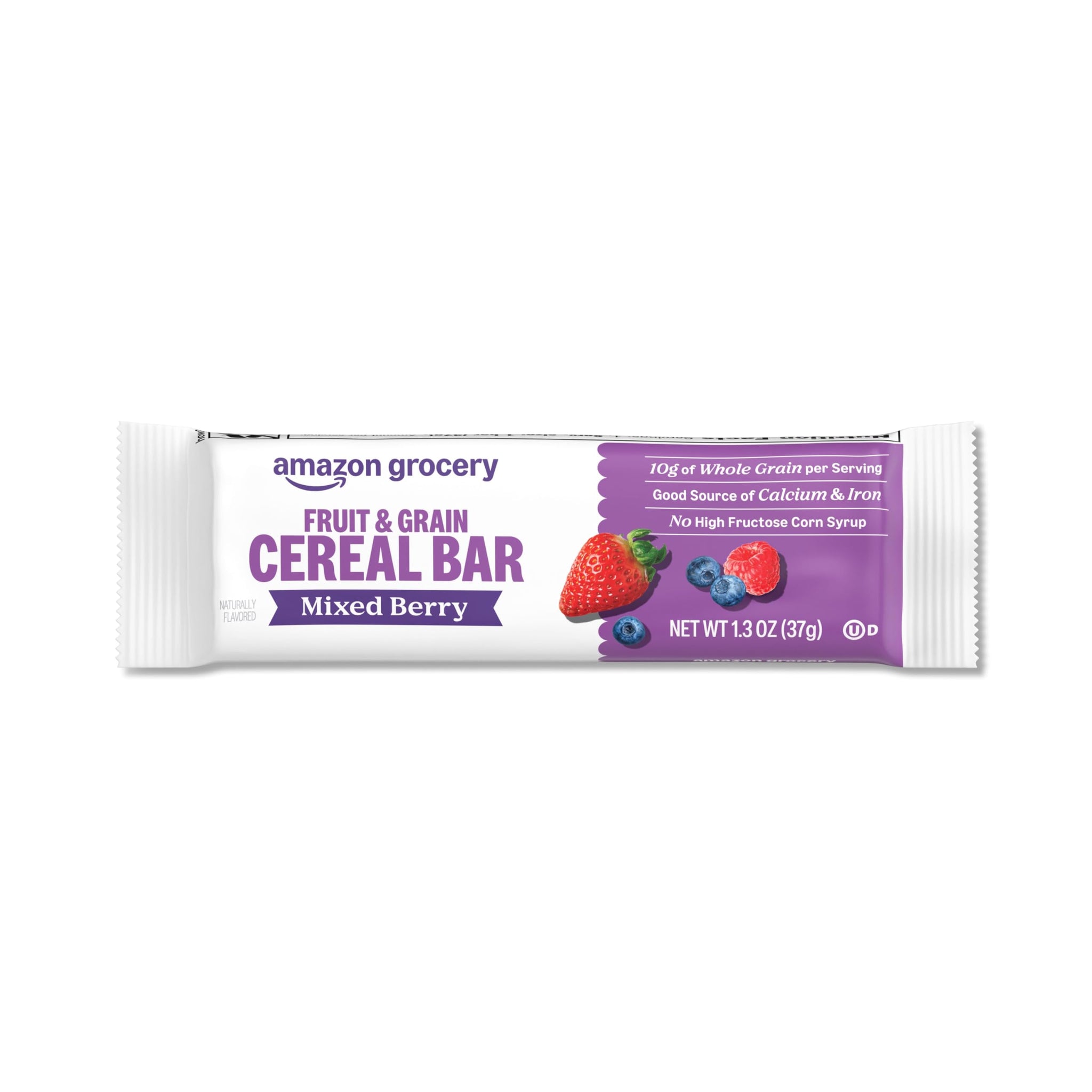 Amazon Grocery, Mixed Berry Fruit & Grain Cereal Bar, 1.3 Oz, 8 Ct