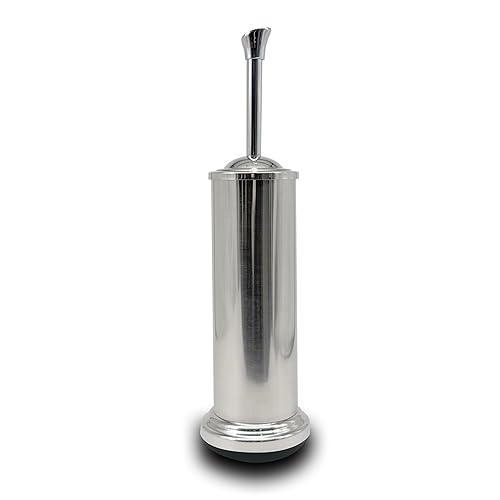 Indecor Home Stainless Steel Toilet Bowl Brush with Holder Metal Bathroom Cleaning Set Rustproof Hygienic Durable Modern Design