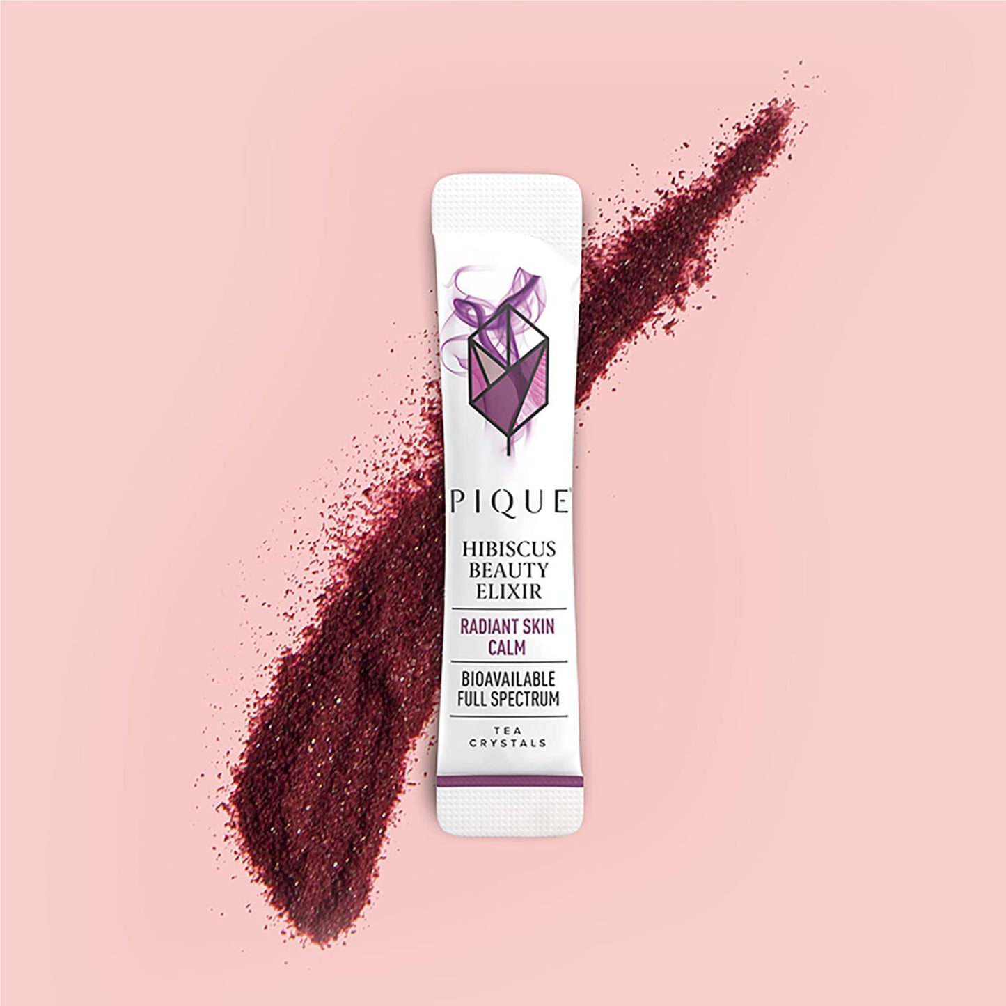 Pique Organic Hibiscus Tea Crystals - Powerful Antioxidants and Caffeine-Free Herbal Tea, Real Egyptian Flower for Glowing Skin - 14 Single Serve
