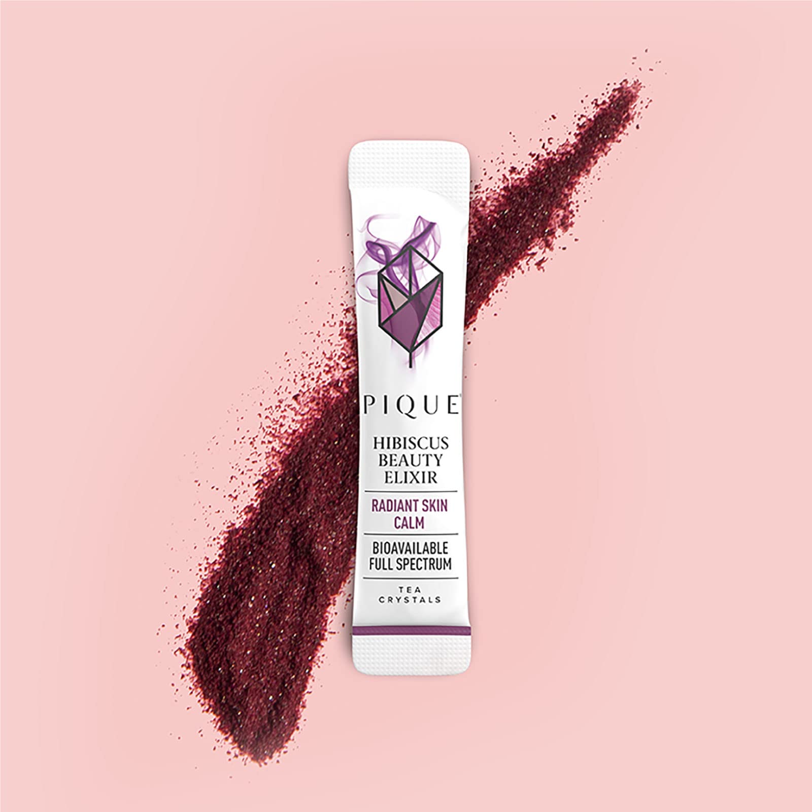 Pique Organic Hibiscus Tea Crystals - Powerful Antioxidants and Caffeine-Free Herbal Tea, Real Egyptian Flower for Glowing Skin - 14 Single Serve