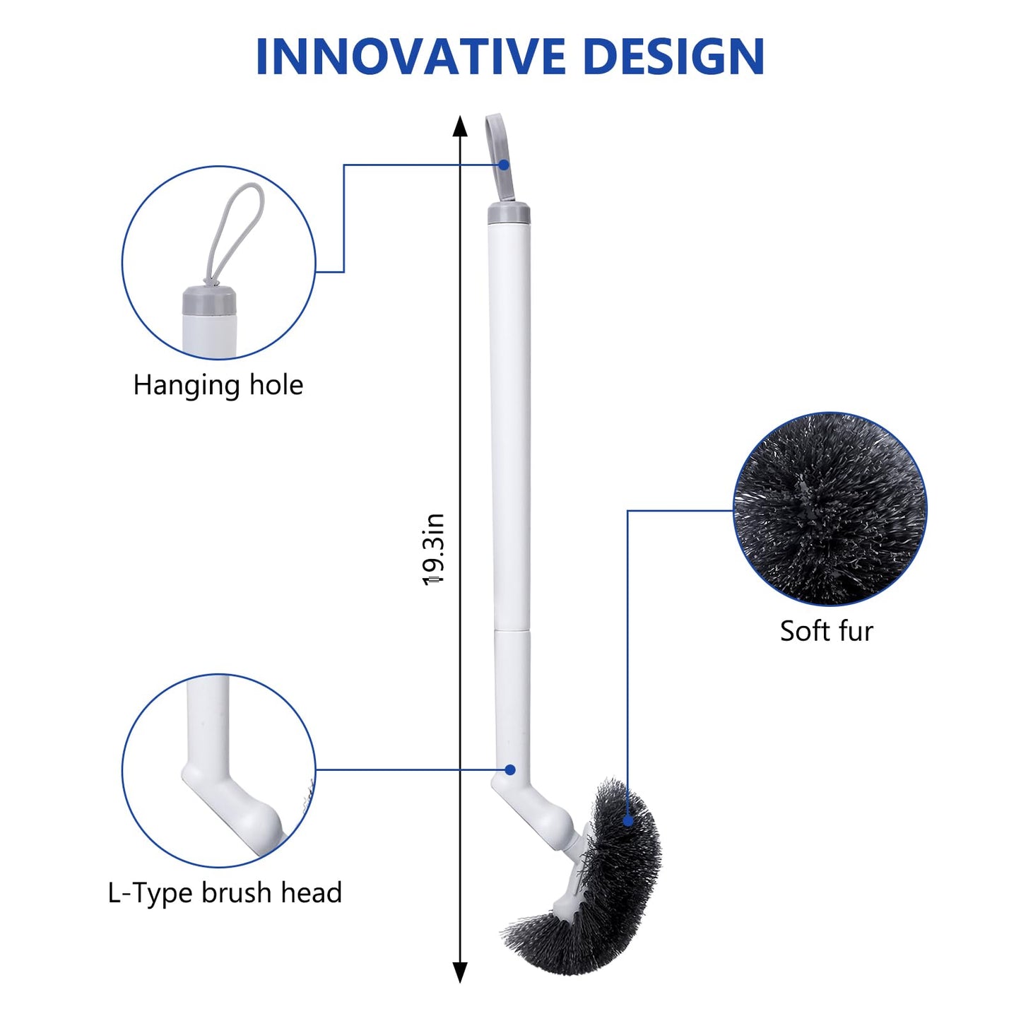GENERIC Long Handle Toilet Brush Portable Bathroom Cleaning Brush,Assembled,Wall Mounted,No Dead Angle Cleaning,Household Cleaning(Gray)