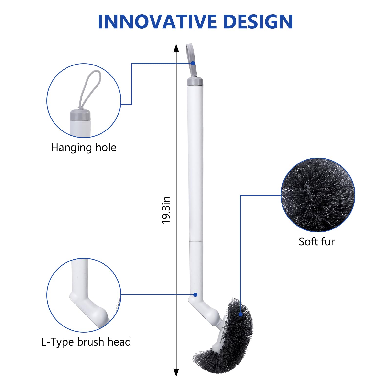 GENERIC Long Handle Toilet Brush Portable Bathroom Cleaning Brush,Assembled,Wall Mounted,No Dead Angle Cleaning,Household Cleaning(Gray)