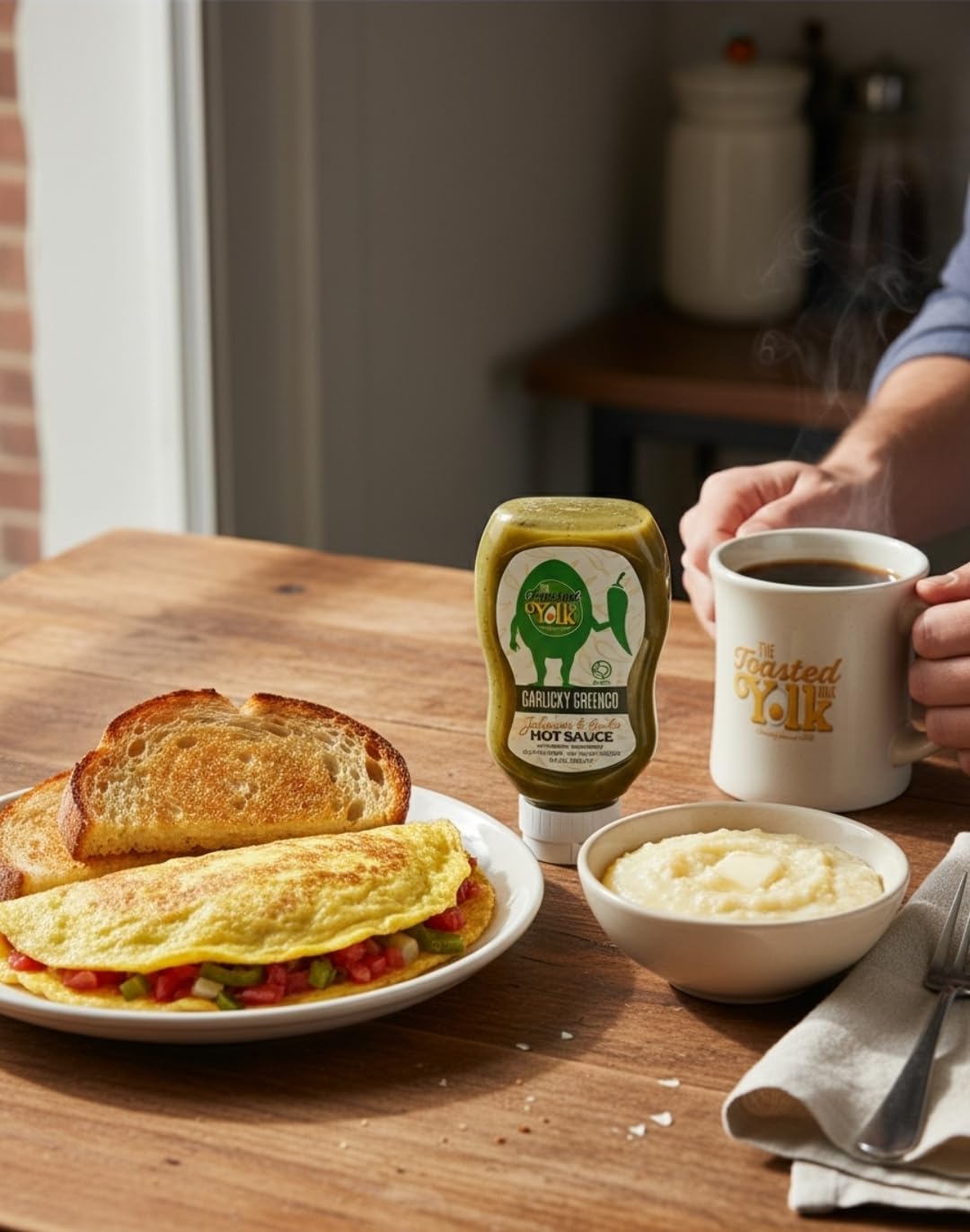 Hot Line Pepper Products The Toasted Yolk Cafe Garlicky Greengo Hot Sauce | Fire Roasted Jalapeño & Garlic | As Served at The Toasted Yolk Cafe