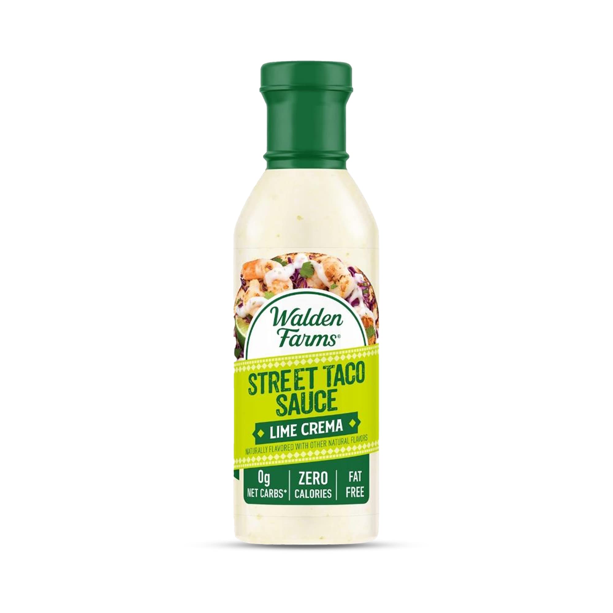 Walden Farms Street Taco Sauce Lime Crema - Calorie-Free, Gluten-Free, Low Carb, Keto-Friendly, Sugar-Free, Tangy Lime Crema Flavor - 12 oz Bottle