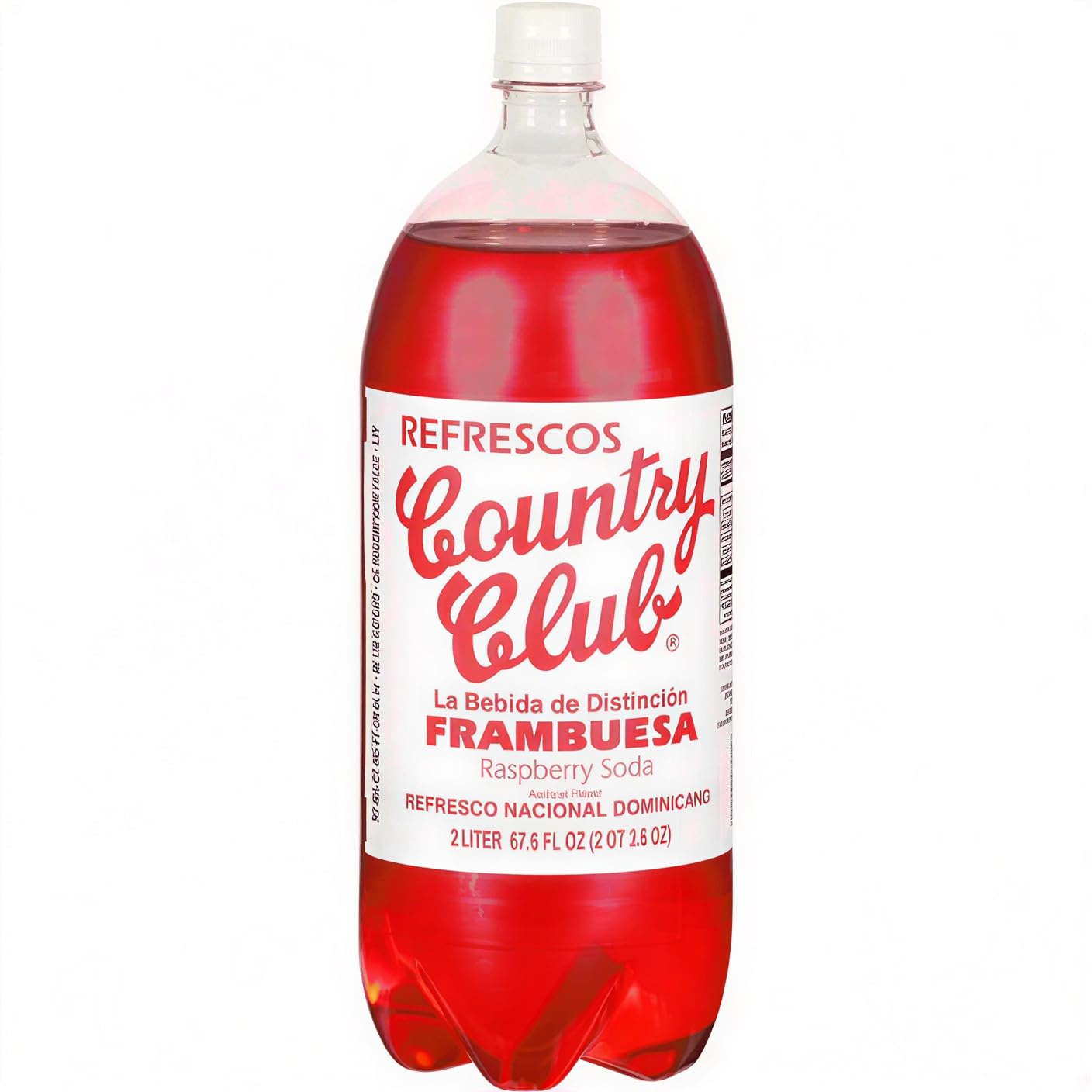 Country Club Refrescos Frambuesa Raspberry Soda, 67.6 fl oz (2 Liter Bottle)