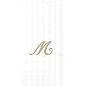 Ideal Home Range 3-Ply Paper Monogram Guest Towel, White/Gold (Pack of 2) (2, Letter M)