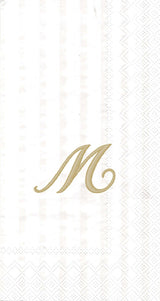 Ideal Home Range 3-Ply Paper Monogram Guest Towel, White/Gold (Pack of 2) (2, Letter M)