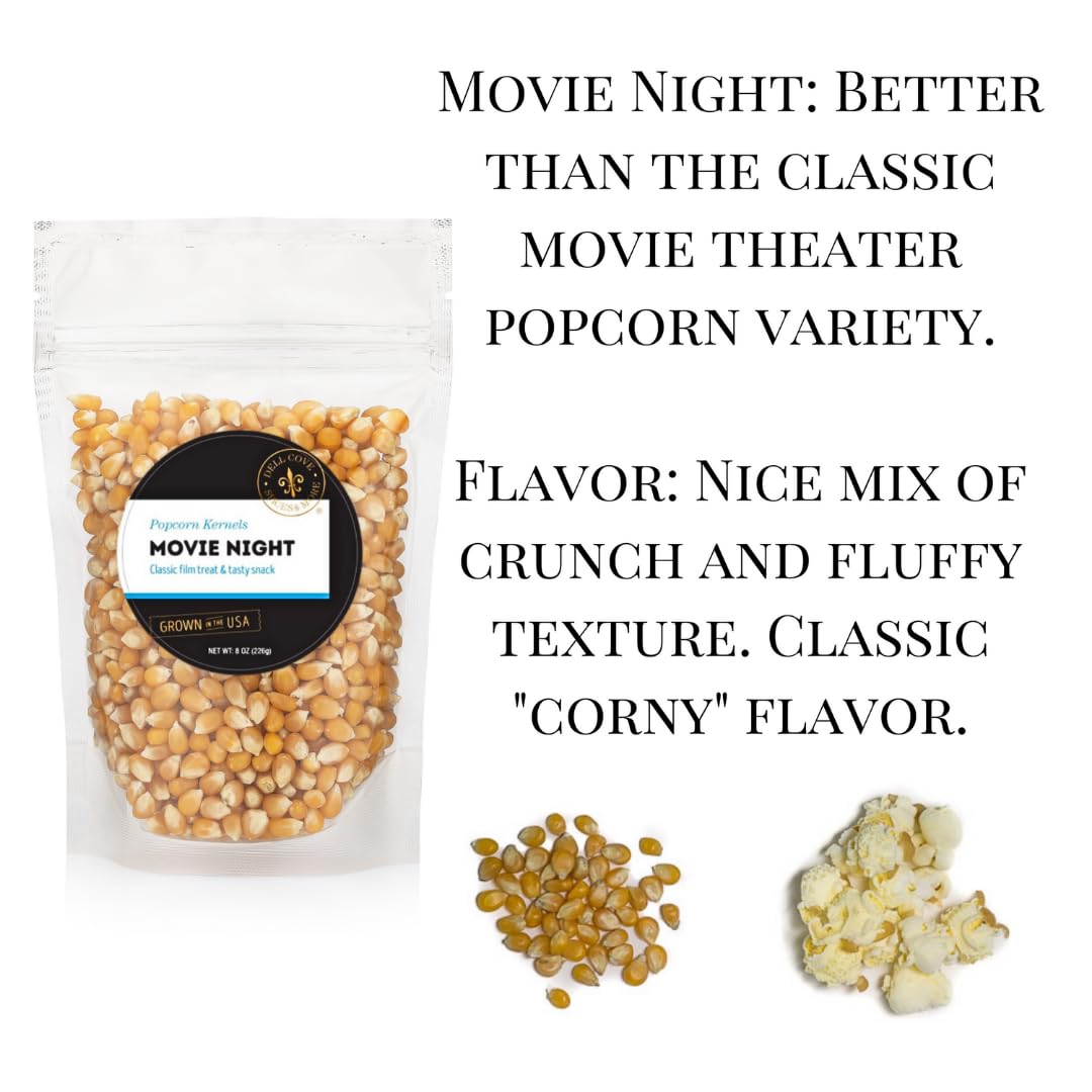 Movie Night Gourmet Popcorn Kernels, Two Pounds | Classic Yellow Butterfly Popcorn | Tasty Plant Based Snacks for Home Movie Nights and Board Game