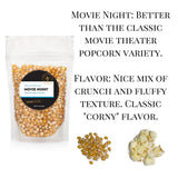 Movie Night Gourmet Popcorn Kernels, Two Pounds | Classic Yellow Butterfly Popcorn | Tasty Plant Based Snacks for Home Movie Nights and Board Game