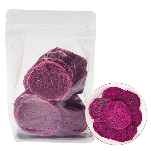 HanNainai,Dried Dragon Fruit Slices, Soft and Chewy, Dried Dehydrated Purple Dragon Fruit Slices 5oz/150g Resealable Bag, Vegan, Gluten-Free