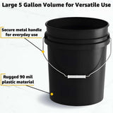 10 Pack - 5 Gallon Heavy-Duty Plastic Buckets with Metal Handle, 90 Mil, Food Safe & Multipurpose