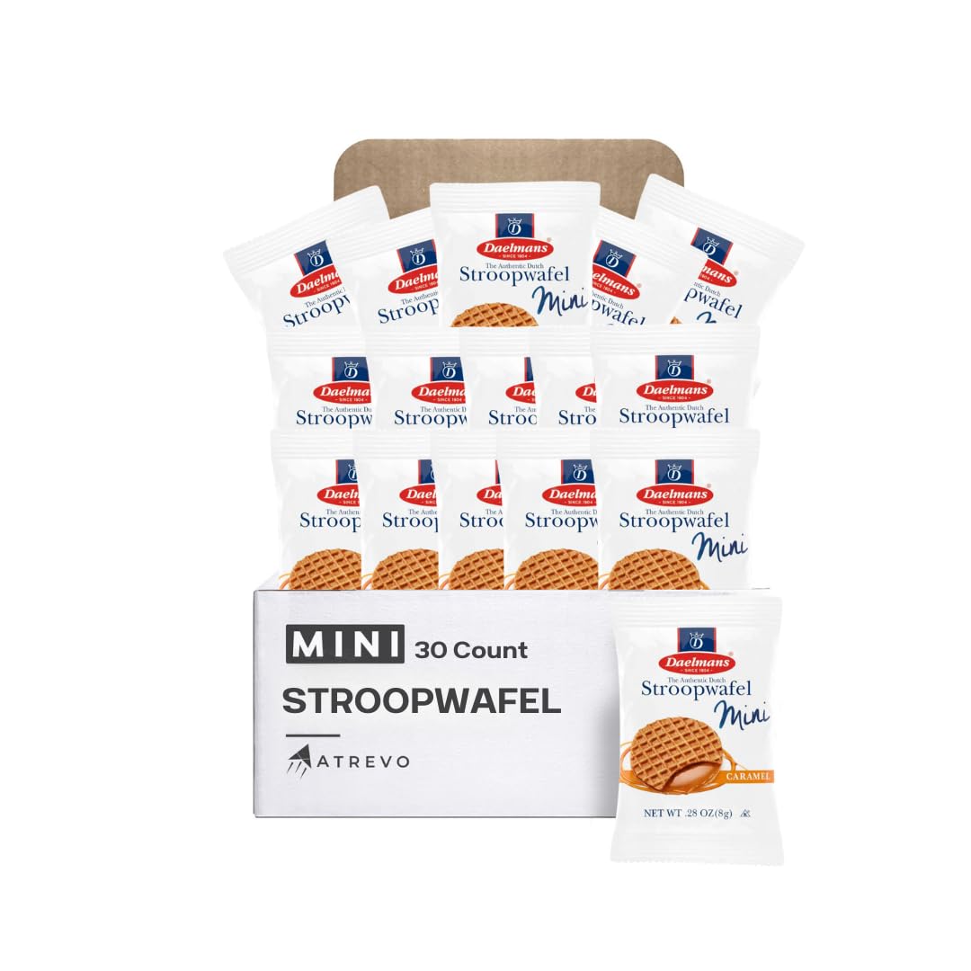 Stroopwafel Caramel Mini 30 Count, Individually Wrapped Dutch Waffle Cookies, Holiday Office Snacks, Coworker Gift Ideas, Secret Santa Gift, Office