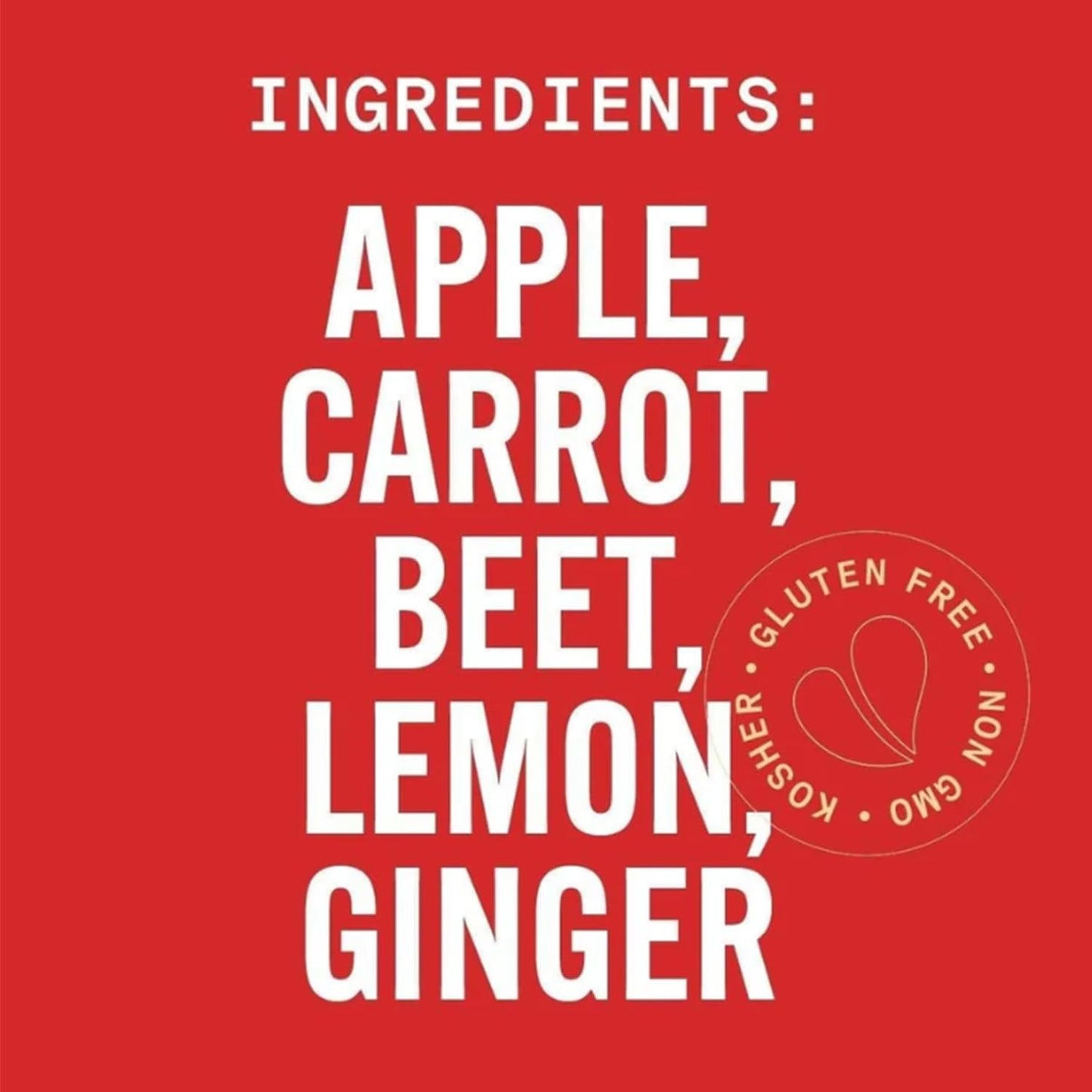 Pure Green Cold Pressed Juice - Rockin Beet - Fresh Functional Blend with Beet, Carrot, Apple, Lemon, Ginger - Natural, Gluten Free, Non-GMO, No