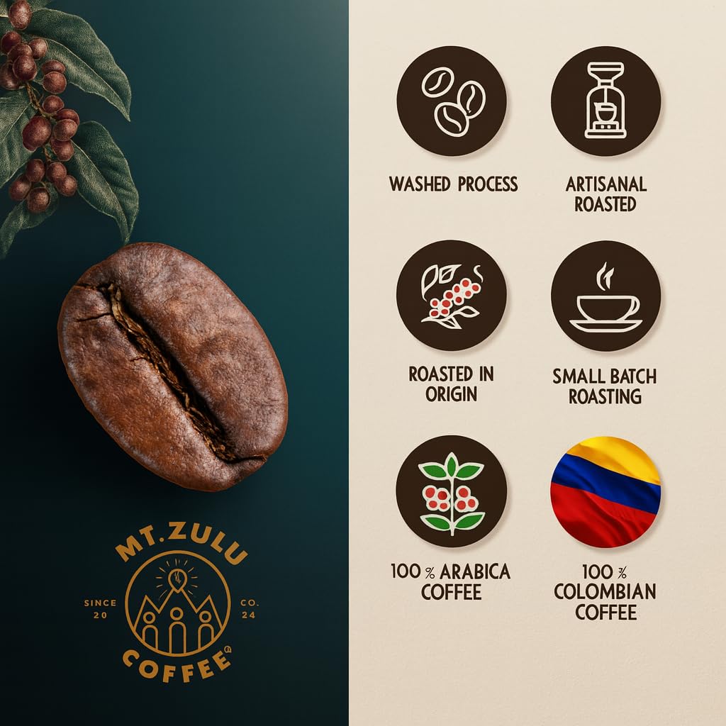 Premium Gourmet Colombian Coffee - Ground, 100% Arabica, Medium Roast, Balanced & Smooth Taste - 12 oz