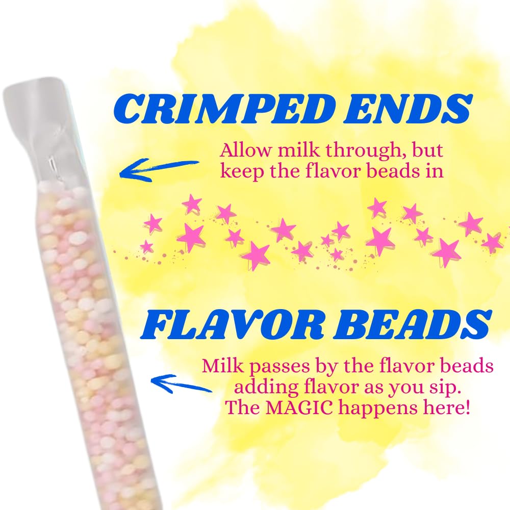 Dippin’ Dots Magically Flavored Milk Straws - Cotton Candy, 4-Pack Bundle (20 Count) Milk Flavoring Straws for Kids, Drinks & Cereal | Sweet Party